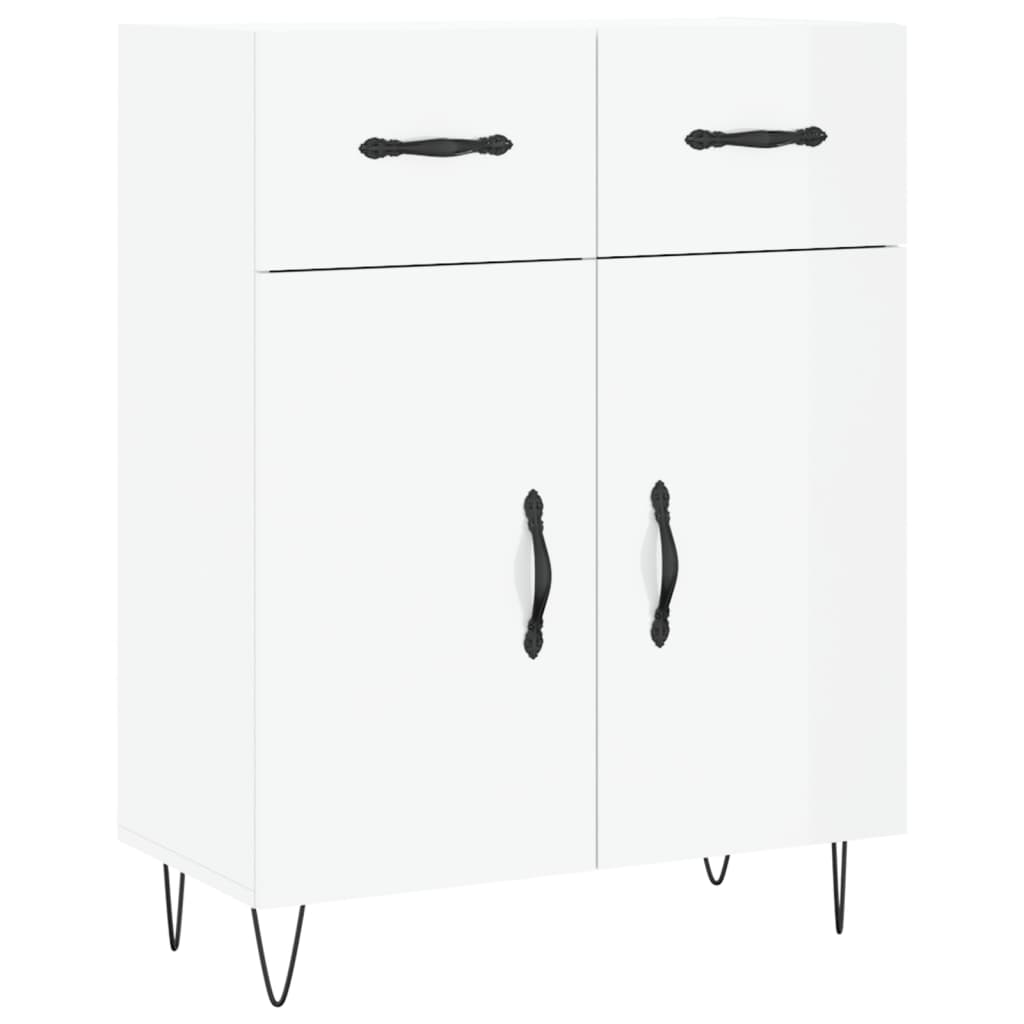 Credenza Bianco Lucido 69,5x34x180 cm in Legno Multistrato 3198179