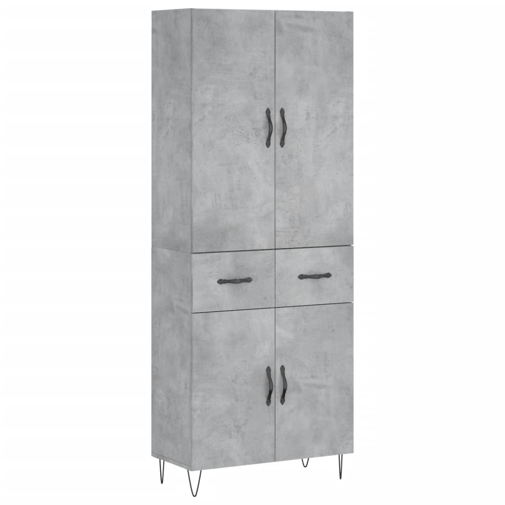 Credenza cassettiera mobile contenitore organizer cucina soggiorno salotto alto 695 x 34 x 180 cm legno ingegnerizzato grigio 02_0034701