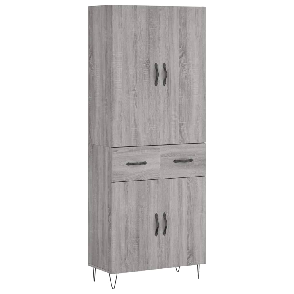 Credenza-Buffet-Armadio da cucina Grigio Sonoma 69,5x34x180 cm in Legno Multistrato 191345