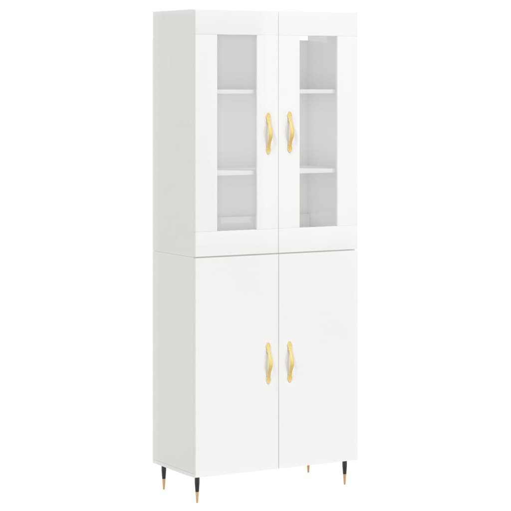 Credenza Bianco Lucido 69,5x34x180 cm in Legno Multistratocod mxl 101532