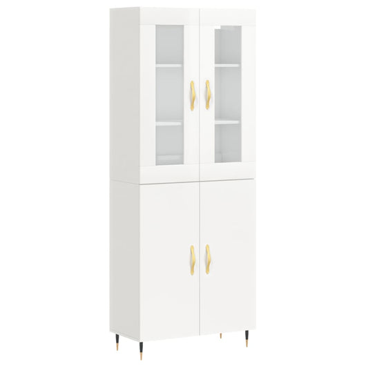 Credenza Bianco Lucido 69,5x34x180 cm in Legno Multistratocod mxl 101532