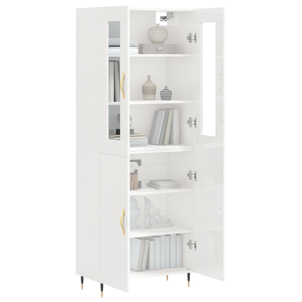 Credenza Bianco Lucido 69,5x34x180 cm in Legno Multistratocod mxl 101532