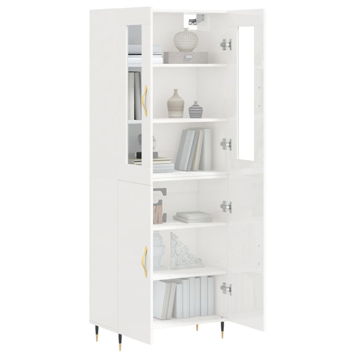 Credenza Bianco Lucido 69,5x34x180 cm in Legno Multistratocod mxl 101532