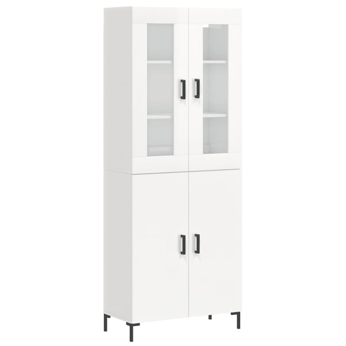 Credenza Bianco Lucido 69,5x34x180 cm in Legno Multistrato 3198211