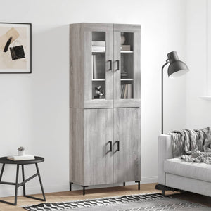 Credenza Grigio Sonoma 69,5x34x180 cm in Legno Multistrato 3198215