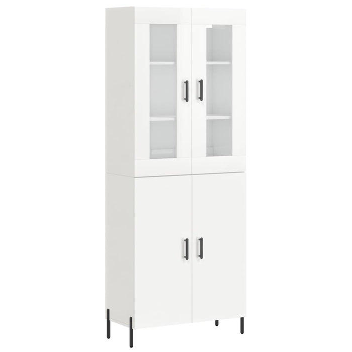 Credenza Bianco Lucido 69,5x34x180 cm in Legno Multistrato 3198219