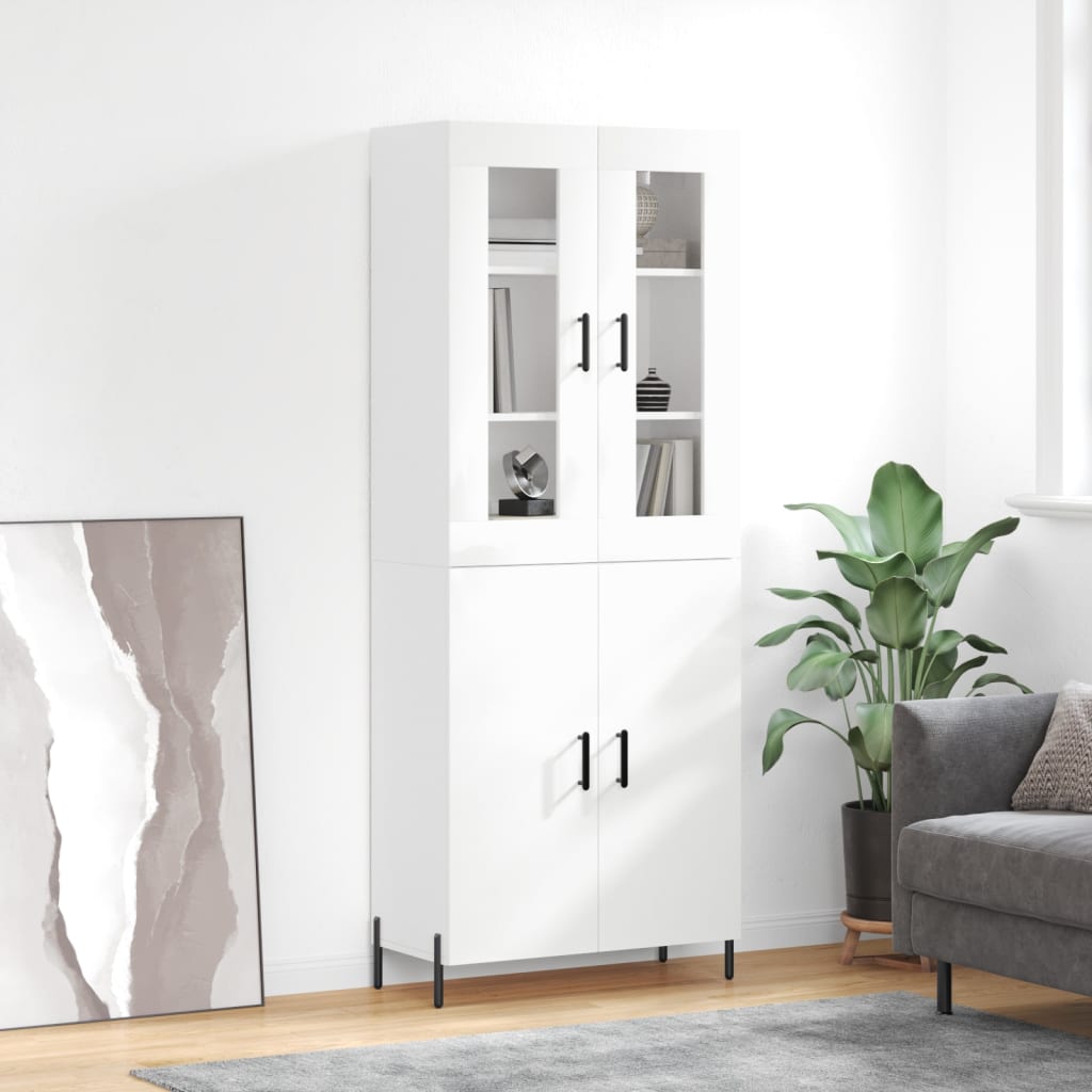 Credenza Bianco Lucido 69,5x34x180 cm in Legno Multistratocod mxl 77898