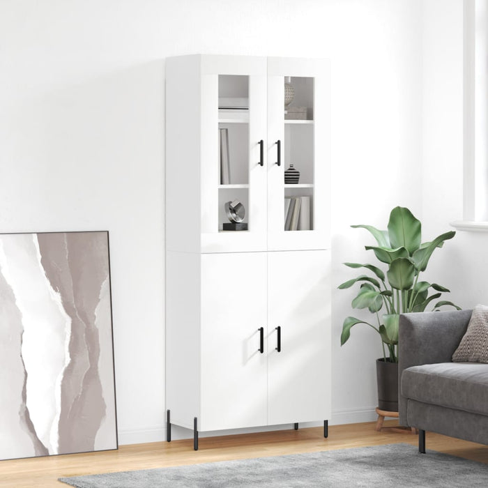 Credenza Bianco Lucido 69,5x34x180 cm in Legno Multistratocod mxl 77898
