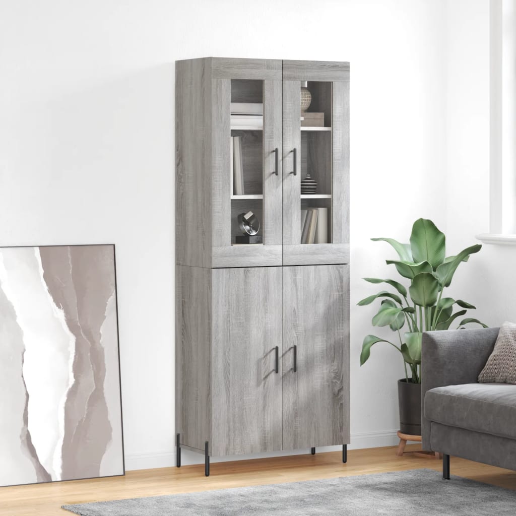 Credenza Grigio Sonoma 69,5x34x180 cm in Legno Multistratocod mxl 125627