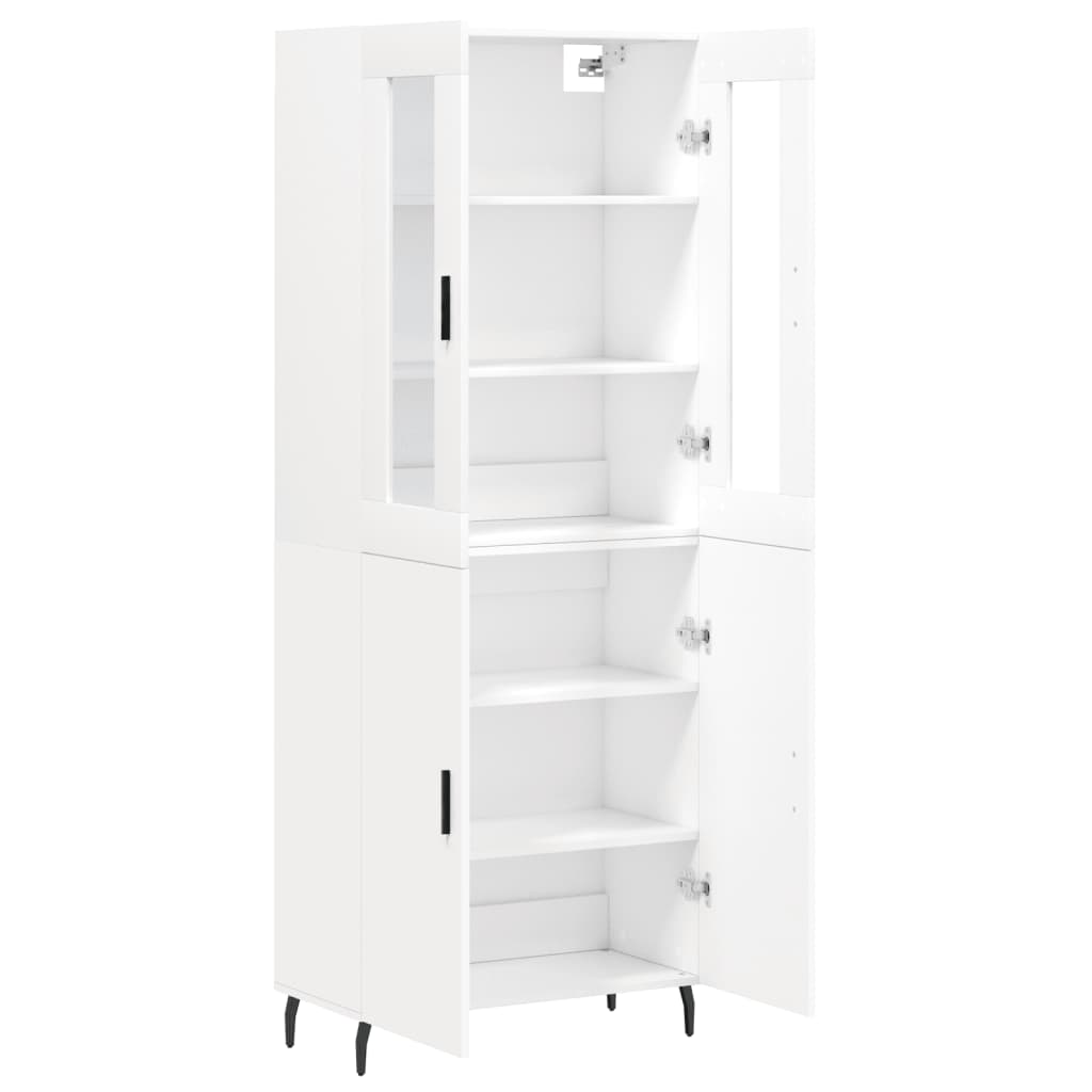 Credenza cassettiera mobile contenitore organizer cucina soggiorno salotto alto 695 x 34 x 180 cm legno ingegnerizzato bianco 02_0032697