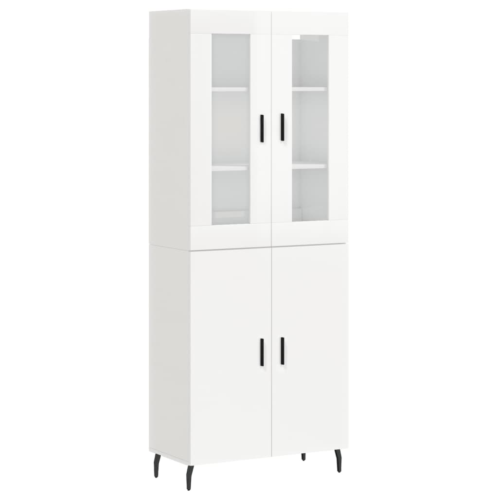 Credenza Bianco Lucido 69,5x34x180 cm in Legno Multistratocod mxl 77526