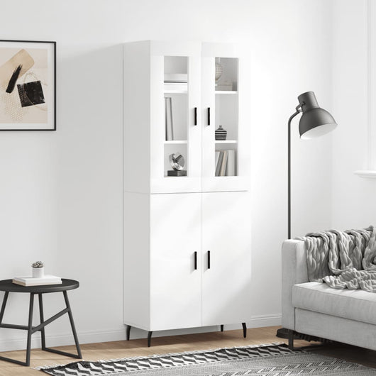 Credenza Bianco Lucido 69,5x34x180 cm in Legno Multistratocod mxl 77526