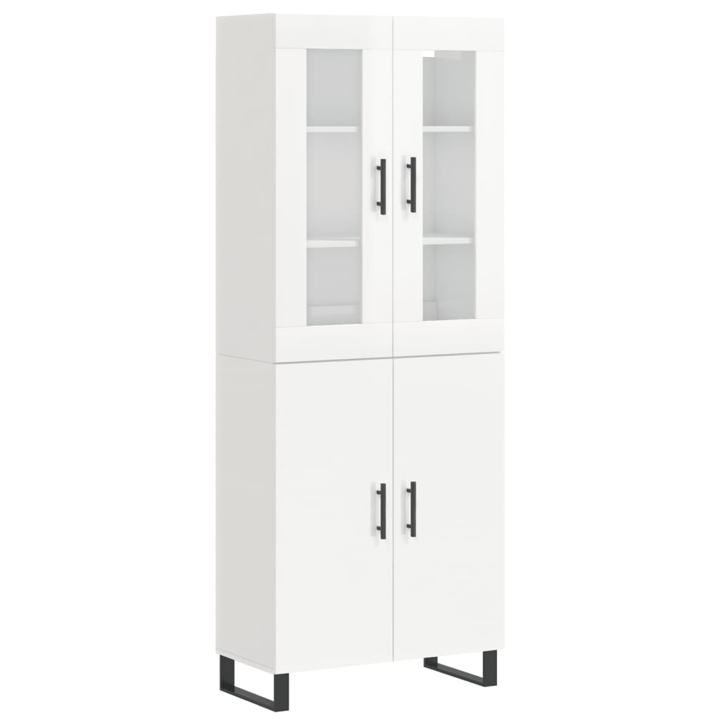 Credenza Bianco Lucido 69,5x34x180 cm in Legno Multistratocod mxl 125432