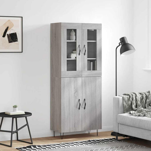 vidaXL Credenza Grigio Sonoma 69,5x34x180 cm in Legno Multistrato