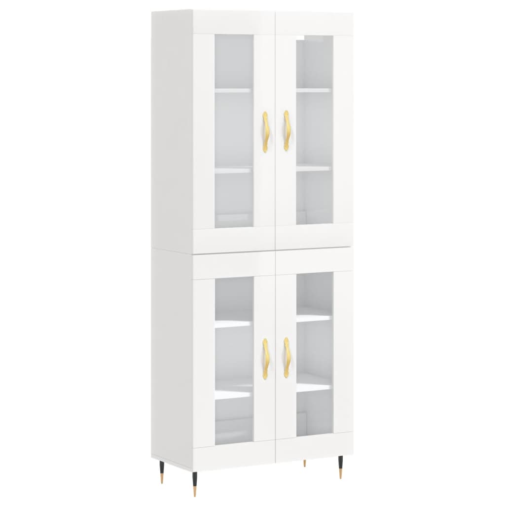 Credenza Bianco Lucido 69,5x34x180 cm in Legno Multistrato 3198259