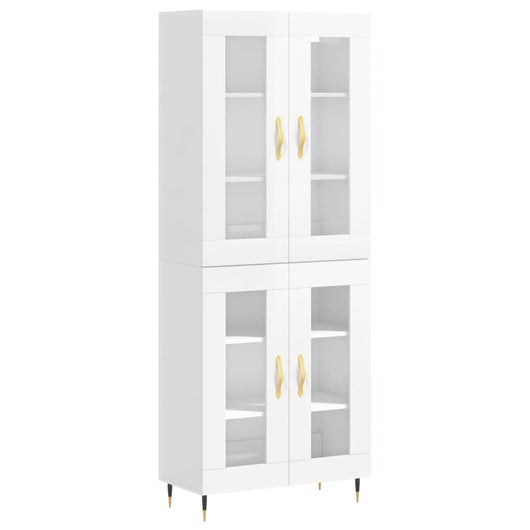Credenza Bianco Lucido 69,5x34x180 cm in Legno Multistrato 3198259