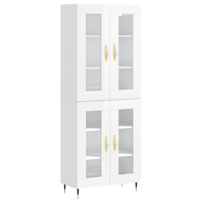 Credenza Bianco Lucido 69,5x34x180 cm in Legno Multistrato 3198259