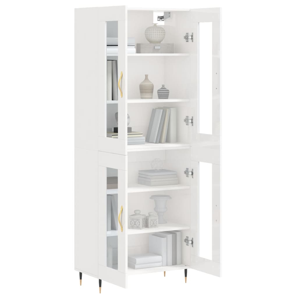Credenza Bianco Lucido 69,5x34x180 cm in Legno Multistrato 3198259