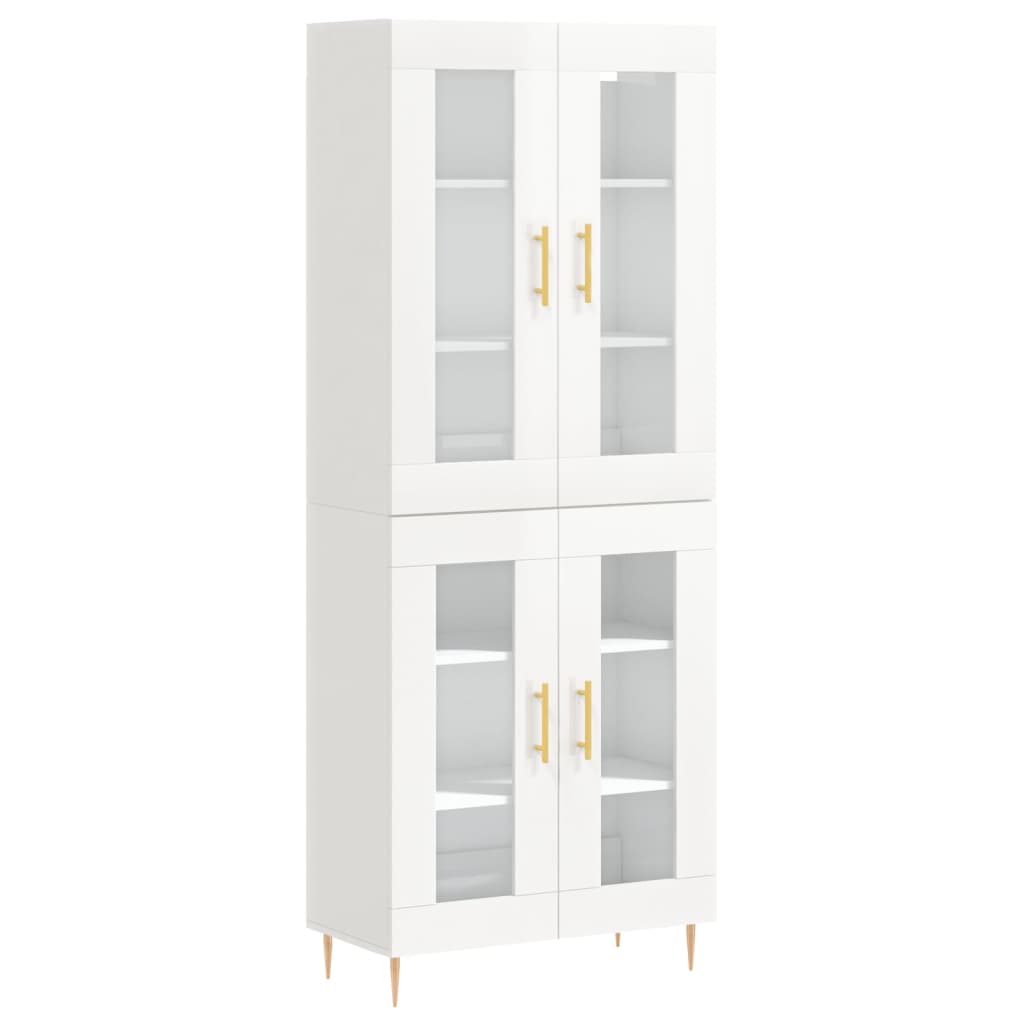 Credenza Bianco Lucido 69,5x34x180 cm in Legno Multistrato 3198267