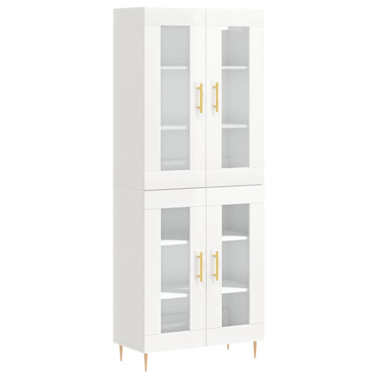 Credenza Bianco Lucido 69,5x34x180 cm in Legno Multistrato 3198267