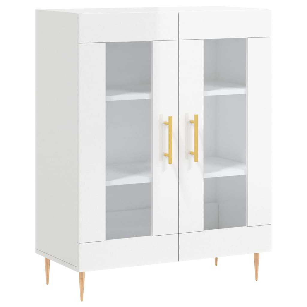 Credenza Bianco Lucido 69,5x34x180 cm in Legno Multistrato 3198267