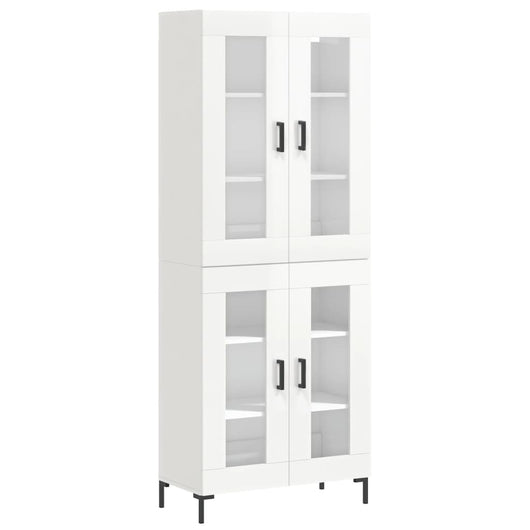 Credenza Bianco Lucido 69,5x34x180 cm in Legno Multistratocod mxl 125504