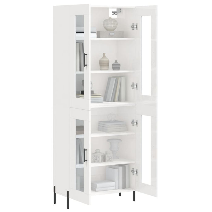 Credenza Bianco Lucido 69,5x34x180 cm in Legno Multistrato 3198283