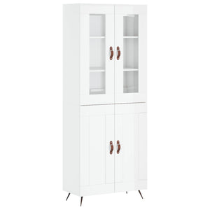 Credenza Bianco Lucido 69,5x34x180 cm in Legno Multistrato 3198315