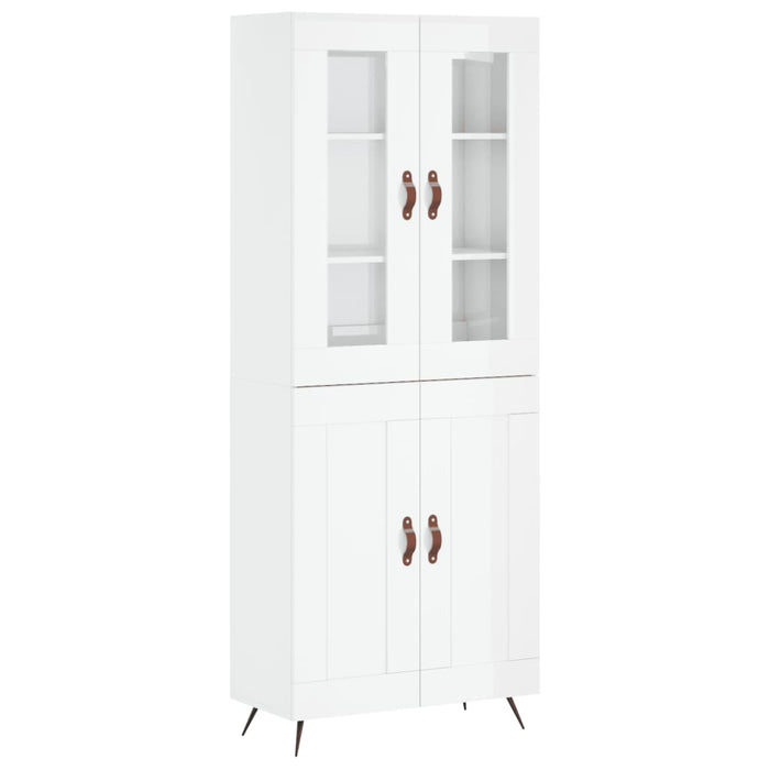 Credenza Bianco Lucido 69,5x34x180 cm in Legno Multistrato 3198315