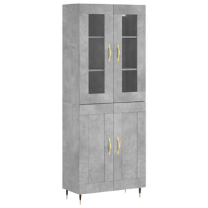 Credenza-Buffet-Armadio da cucina Grigio Cemento 69,5x34x180 cm in Legno Multistrato 122545