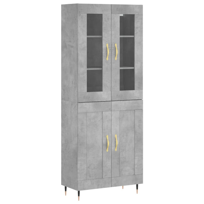 Credenza-Buffet-Armadio da cucina Grigio Cemento 69,5x34x180 cm in Legno Multistrato 122545