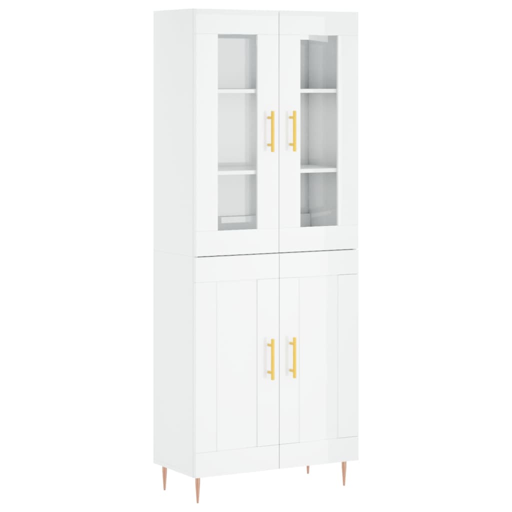 Credenza Bianco Lucido 69,5x34x180 cm in Legno Multistrato 3198331