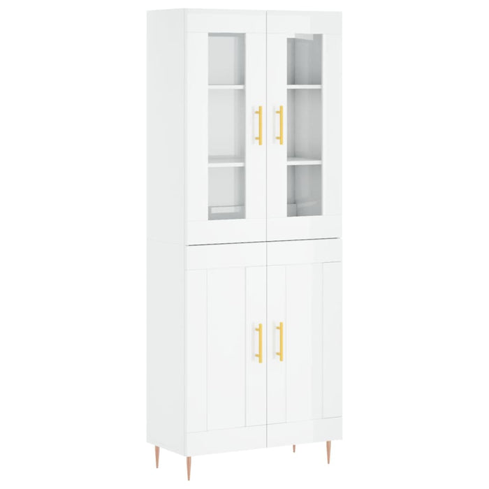 Credenza Bianco Lucido 69,5x34x180 cm in Legno Multistrato 3198331