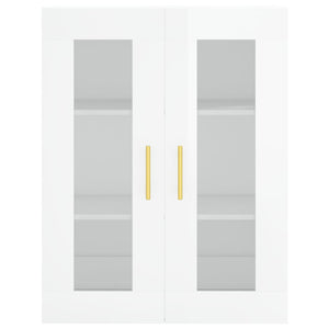 Credenza Bianco Lucido 69,5x34x180 cm in Legno Multistrato 3198331