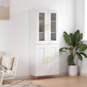 Credenza Bianco Lucido 69,5x34x180 cm in Legno Multistrato 3198331