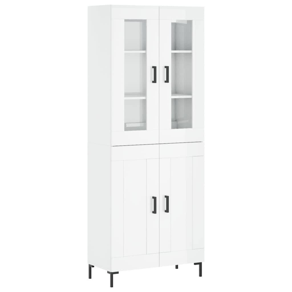 Credenza Bianco Lucido 69,5x34x180 cm in Legno Multistrato 3198339