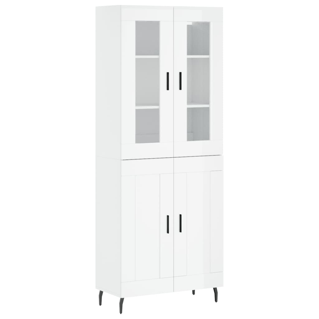 Credenza Bianco Lucido 69,5x34x180 cm in Legno Multistratocod mxl 90036