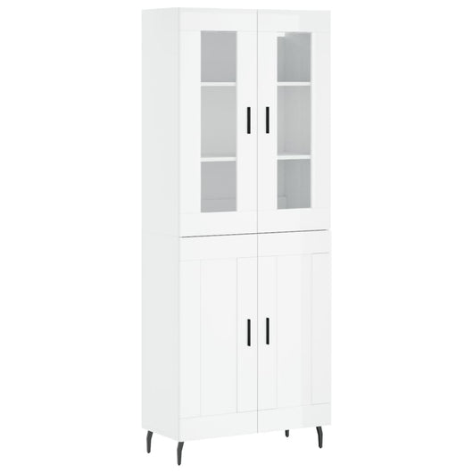 Credenza Bianco Lucido 69,5x34x180 cm in Legno Multistratocod mxl 90036