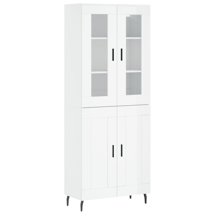 Credenza Bianco Lucido 69,5x34x180 cm in Legno Multistratocod mxl 90036
