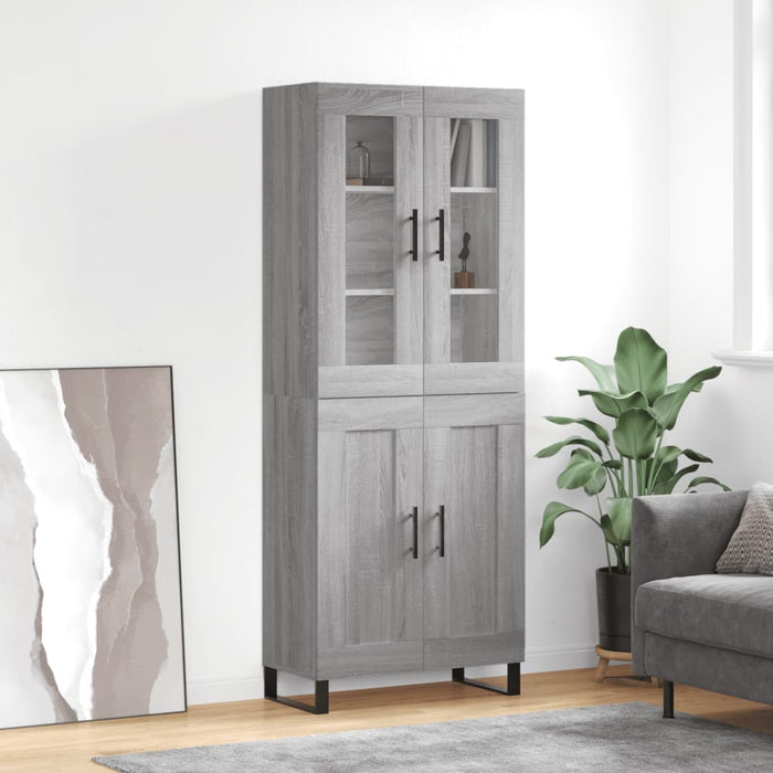 vidaXL Credenza Grigio Sonoma 69,5x34x180 cm in Legno Multistrato