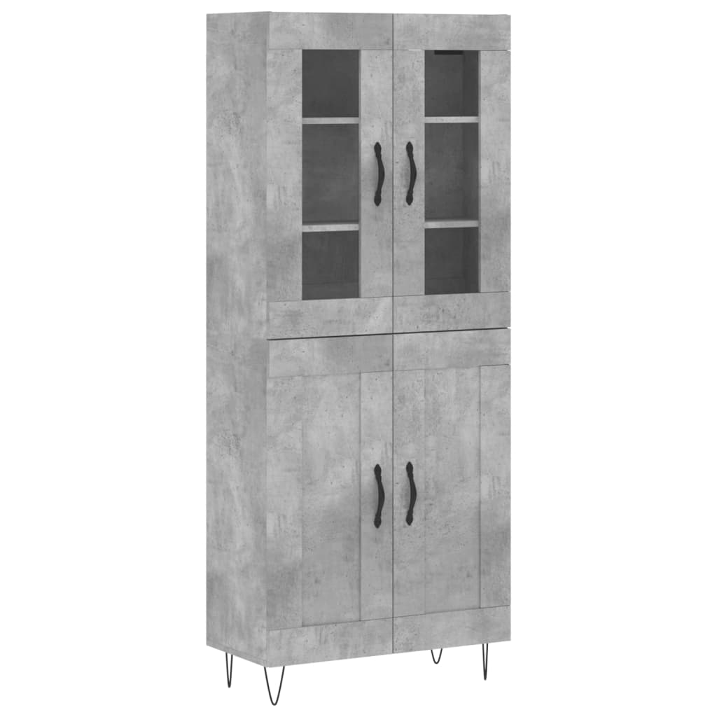 vidaXL Credenza Grigio Cemento 69,5x34x180 cm in Legno Multistrato