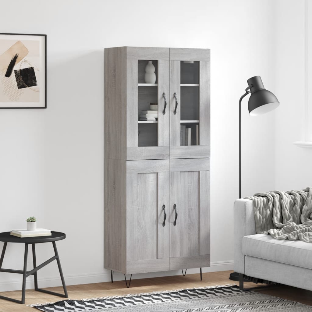 vidaXL Credenza Grigio Sonoma 69,5x34x180 cm in Legno Multistrato