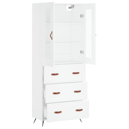 Credenza cassettiera mobile contenitore organizer cucina soggiorno salotto alto 695 x 34 x 180 cm legno ingegnerizzato bianco 02_0032746