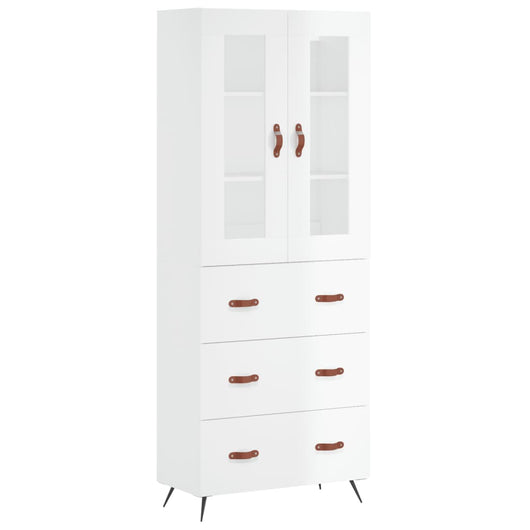 Credenza Bianco Lucido 69,5x34x180 cm in Legno Multistrato 3198379