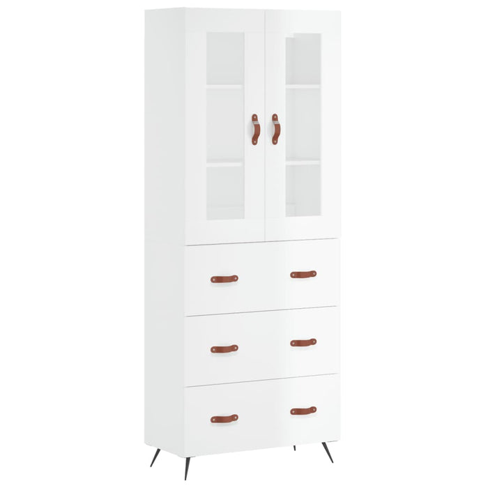 Credenza Bianco Lucido 69,5x34x180 cm in Legno Multistrato 3198379
