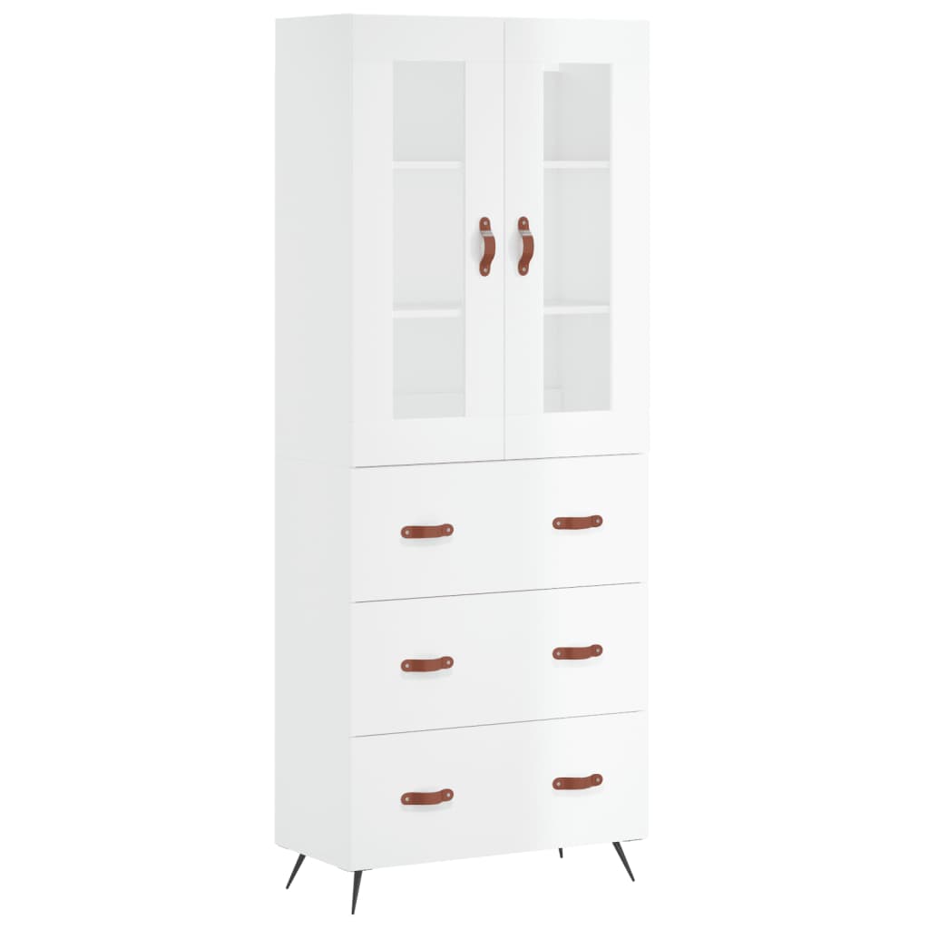 Credenza Bianco Lucido 69,5x34x180 cm in Legno Multistratocod mxl 125506