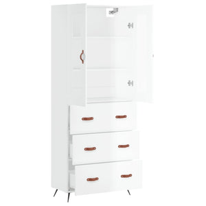 Credenza Bianco Lucido 69,5x34x180 cm in Legno Multistrato 3198379