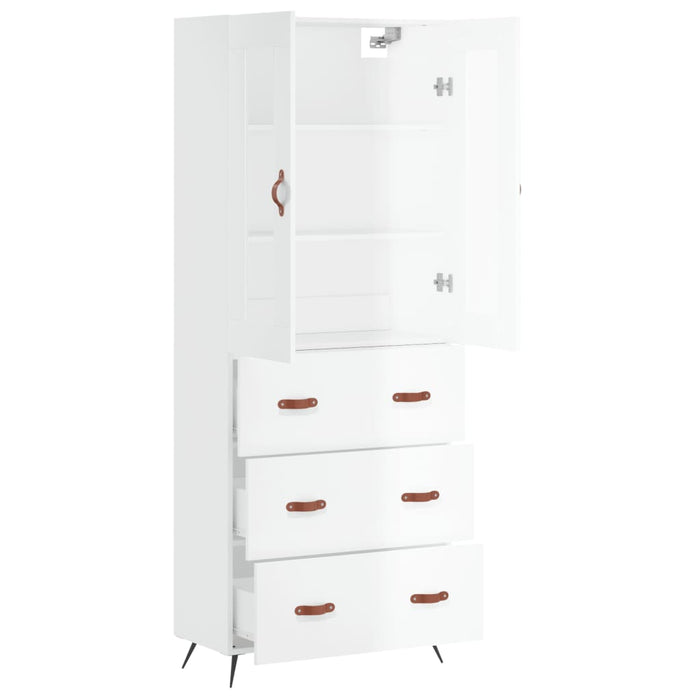 Credenza Bianco Lucido 69,5x34x180 cm in Legno Multistrato 3198379