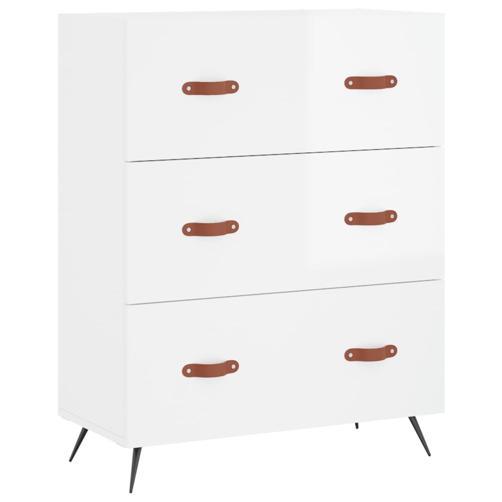 Credenza Bianco Lucido 69,5x34x180 cm in Legno Multistrato 3198379