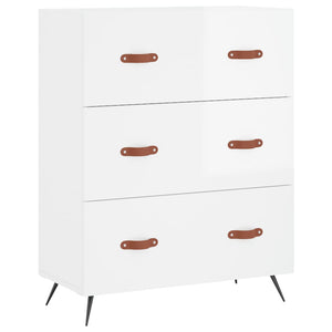 Credenza Bianco Lucido 69,5x34x180 cm in Legno Multistrato 3198379